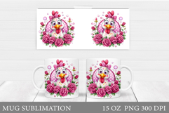 Chicken Mug Design. Chicken Flowers Mug Sublimation Product Image 1