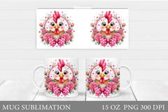 Chicken Mug Design. Chicken Flowers Mug Sublimation Product Image 1