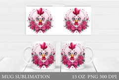 Chicken Mug Design. Chicken Flowers Mug Sublimation Product Image 1