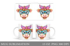 Cute Cow Mug Sublimation. Funny Cow Mug Wrap Design Product Image 1