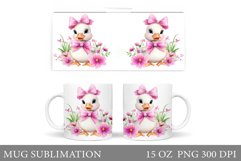 Cute Duck Mug Design. Duck Flowers Mug Sublimation Product Image 1