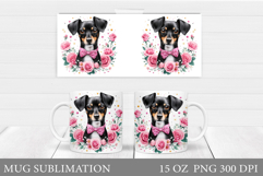 Dog Mug Sublimation. Dog Flowers Mug Design Product Image 1
