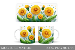 Flowers Mug Wrap Design. Dandelion Mug Sublimation Product Image 1