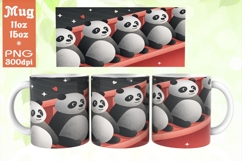 Panda Row Mug PNG Cute Sublimation Design Product Image 1