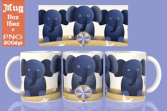 Baby Elephants Circus Mug Design PNG Sublimation Product Image 1