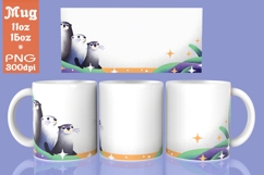 Playful Otters Mug Wrap Design PNG Sublimation Product Image 1
