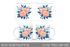 Roses Mug Wrap Design. Flowers Mug Sublimation Product Image 1