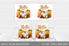 Fall Pumpkin Mug Design. Fall Mug Sublimation Product Image 1