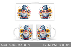 Patriotic Gnome Mug Design. Patriotic Mug Sublimation Product Image 1
