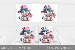 Patriotic Cow Mug Design. Patriotic Mug Sublimation Product Image 1
