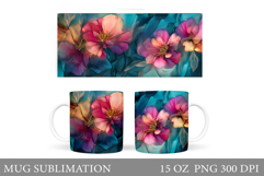 Flowers Mug Sublimation. Floral Mug Wrap Design Product Image 1