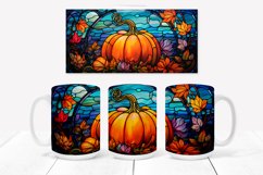 Halloween pumpkin mug wrap | Stained glass mug sublimation