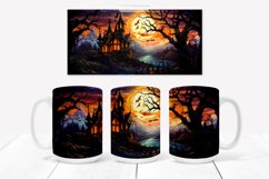 Halloween mug wrap | Halloween haunted house mug PNG