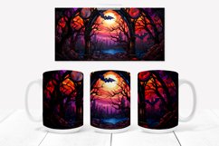 Halloween mug design | Halloween haunted house mug PNG