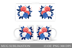 Roses Mug Wrap Design. Flowers Mug Sublimation Product Image 1