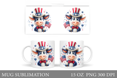 Patriotic Cow Mug Design. Patriotic Mug Sublimation Product Image 1