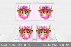 Cute Cow Mug Sublimation. Funny Cow Mug Wrap Design Product Image 1