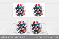 Patriotic Raccoon Mug Design. Patriotic Mug Sublimation Product Image 1