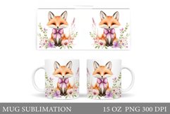 Cute Fox Mug Design. Fox Flowers Mug Sublimation Product Image 1