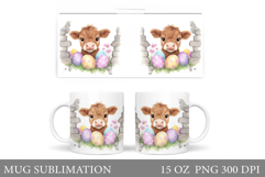 Easter Cow Mug Sublimation. Easter Mug Design Product Image 1