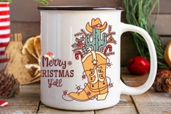 Merry Christmas Y&#039;all Cowboy SVG PNG Western Christmas Boot Product Image 8