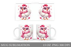 Valentines Chicken Mug Wrap. Chicken Valentines Mug Design Product Image 1