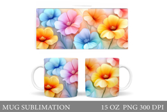 Flowers Mug Sublimation. Floral Mug Wrap Design Product Image 1