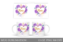 Mother's Day Mug Sublimation. Flowers Mug Design Product Image 1