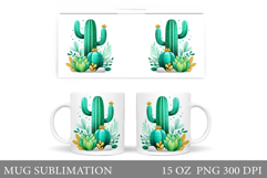 Cactus Mug Sublimation. Cactus Mug Wrap Design Product Image 1
