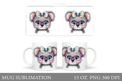Cute Koala Mug Sublimation. Koala in Glasses Mug Design Product Image 1