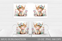 Cute Cow Mug Design. Cute Cow Sublimation Product Image 1