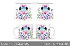 Cute Frog Mug Design. Frog Flowers Mug Sublimation Product Image 1