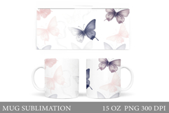 Butterflies Mug Sublimation. Butterfly Mug Design Product Image 1