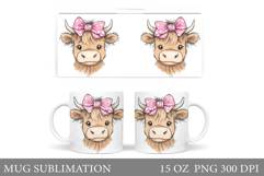 Highland Cow Mug Design. Cute Cow Sublimation Product Image 1