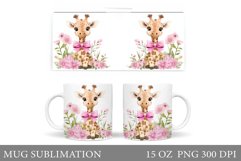 Cute Giraffe Mug Design. Giraffe Flowers Mug Sublimation Product Image 1