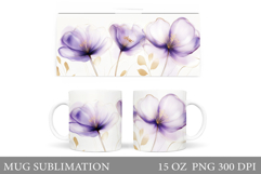 Flowers Mug Sublimation. Floral Mug Wrap Design Product Image 1