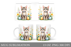 Easter Cat Mug Wrap. Easter Mug Sublimation Product Image 1