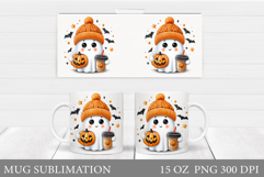 Ghost Mug Design. Cute Halloween Mug Sublimation Product Image 1