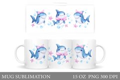 Cute Shark Mug Design. Cute Shark Sublimation Product Image 1