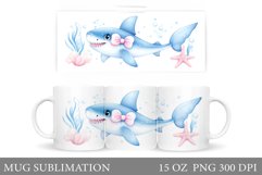 Cute Shark Mug Design. Cute Shark Sublimation Product Image 1