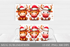 Christmas Cow Mug Wrap. Christmas Mug Sublimation Product Image 1