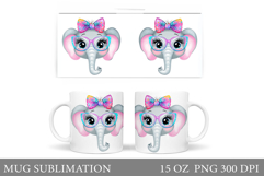 Cute Elephant Mug Design. Elephant Mug Sublimation Product Image 1