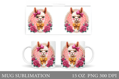 Lama Mug Design. Lama Flowers Mug Sublimation Product Image 1