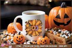 Boo Sunflower png, Halloween Leopard Sunflower Sublimation Product Image 2