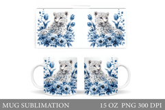 Leopard Mug Sublimation. Leopard Flowers Mug Design Product Image 1