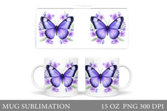Butterfly Mug Sublimation. Butterfly Mug Wrap Design Product Image 1