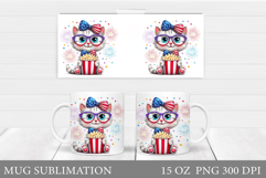 Patriotic Cat Mug Design. Patriotic Mug Sublimation Product Image 1
