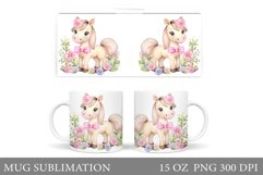 Cute Horse Mug Design. Horse Flowers Mug Sublimation Product Image 1