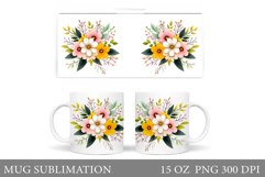 Flowers Mug Design. Floral Mug Sublimation Product Image 1