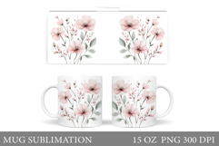 Flowers Mug Sublimation. Wildflowers Mug Design Product Image 1